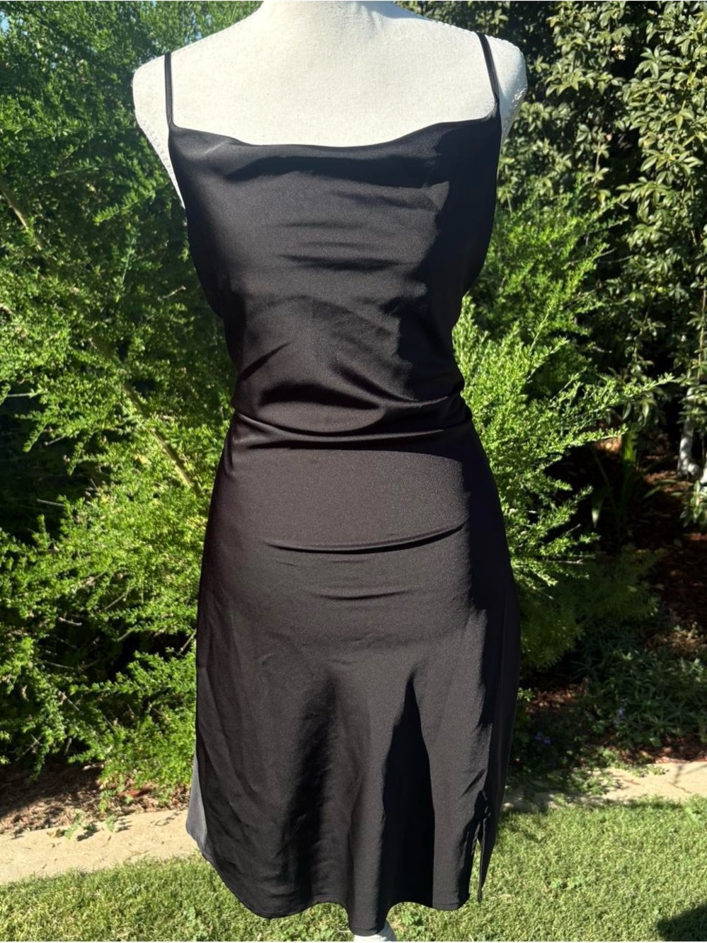 Formal Black Cowl Neck Slip Dress
